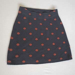 Loft Outlet Polka Dot Preppy Sweater Skirt Size M Brown And Black